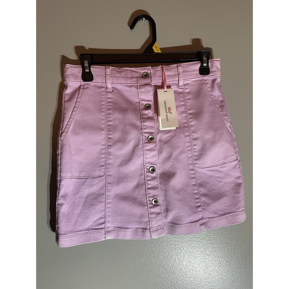 Vineyard Vines Girls Lilac Ice Garment Dyed Skirt Size 14 Button Front 7R001082